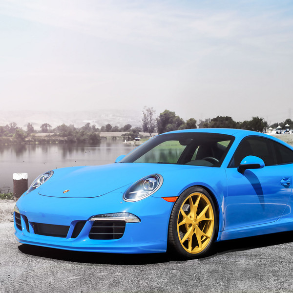 Custom Front Bumper on Blue Porsche 911 - Photo by Concept One