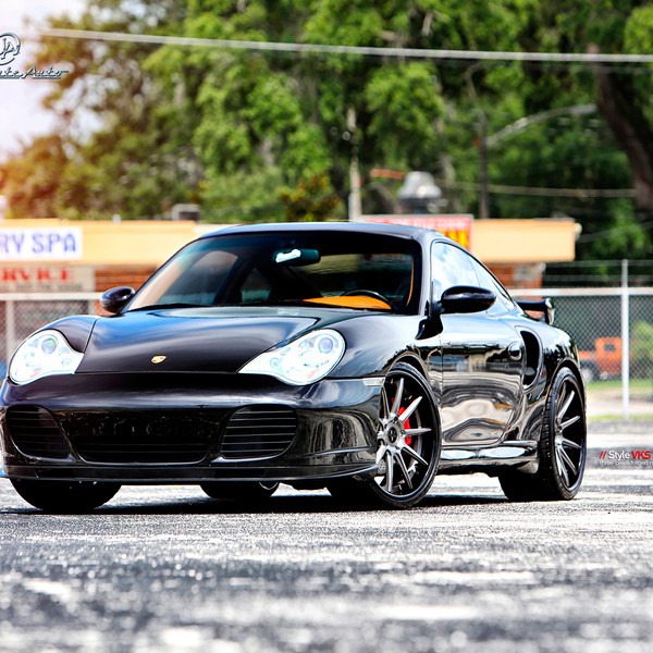 Custom Halo Headlights on Black Porsche 911 - Photo by Vellano