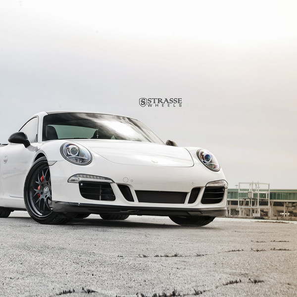 White Porsche 911 with Custom Halo Headlights - Photo by Strasse Forged