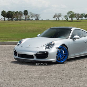 Silver Porsche 911 Turbo with Custom Front Lip - Photo by Strasse Forged