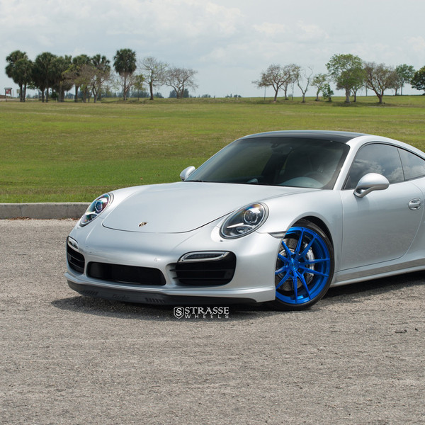 Silver Porsche 911 Turbo with Custom Front Lip - Photo by Strasse Forged