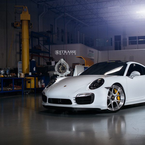 White Porsche 911 with Dark Smoke Halo Headlights - Photo by Strasse Forged