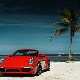 Red Convertible Porsche 911 with Halo Headlights - Photo by Vorstiner