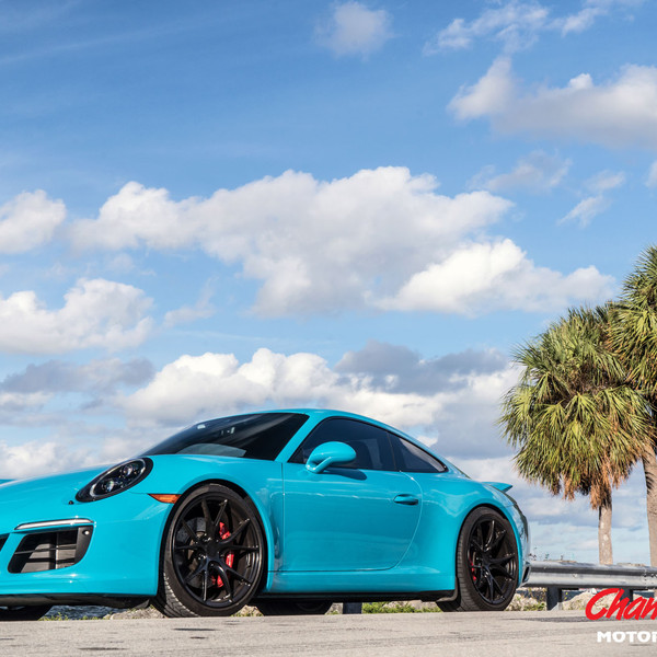 Blue Porsche 911 with Dark Smoke Halo Headlights - Photo by Vossen