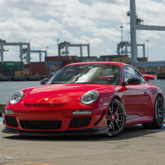 Dark Smoke Halo Headlights on Red Porsche 911 - Photo by Forgeline Motorsports