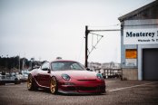 Charismatic Red Porsche 911 on Gold Wheels