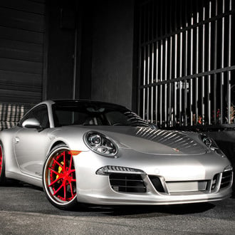Porsche 911 on RS-Style Red Rims - Photo by Exclusive Motoring
