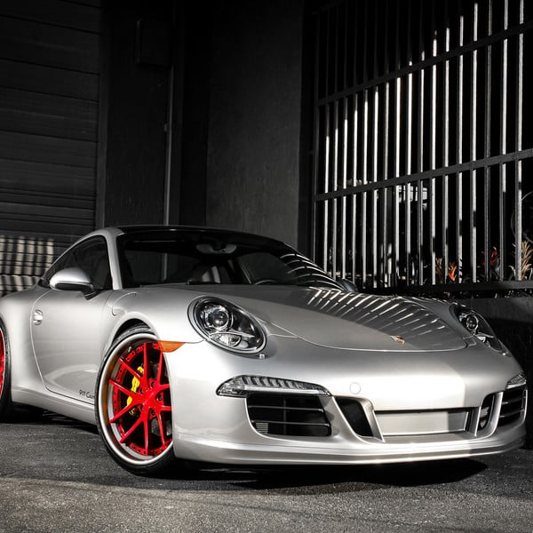 Porsche 911 on RS-Style Red Rims - Photo by Exclusive Motoring