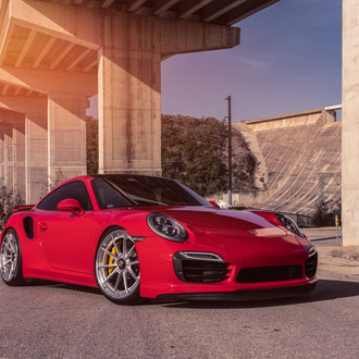 Dark Smoke Halo Headlights on Red Porsche 911 - Photo by Anrky Wheels
