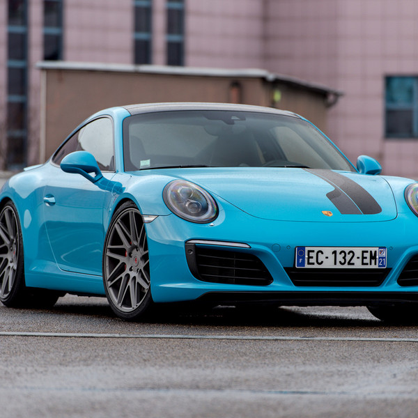 Light Blue Porsche 911 with Custom Front Bumper - Photo by Vossen
