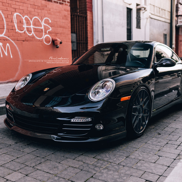 Black Porsche 911 with Carbon Fiber Front Lip - Photo by Brixton Forged Wheels