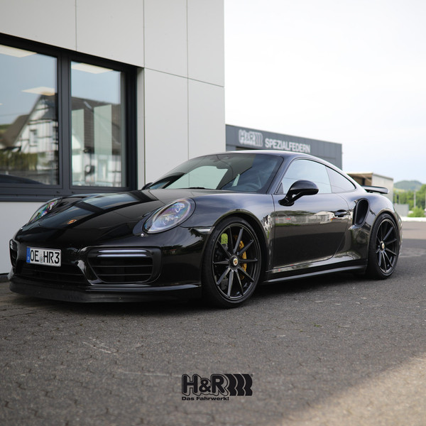 Black Porsche 911 Turbo with Custom Headlights - Photo by Vossen