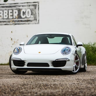 White Porsche 911 with Custom Front Lip - Photo by Vossen