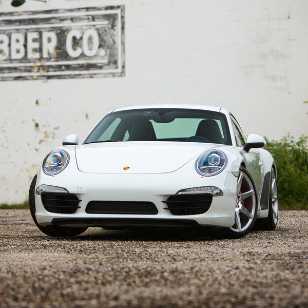 White Porsche 911 with Custom Front Lip - Photo by Vossen