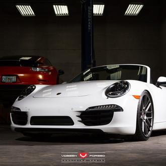 White Porsche 911 with Dark Smoke Headlights - Photo by Vossen