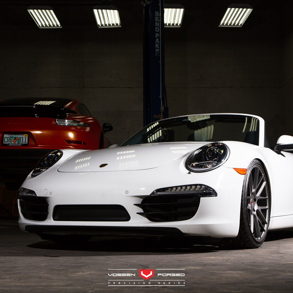 White Porsche 911 with Dark Smoke Headlights - Photo by Vossen