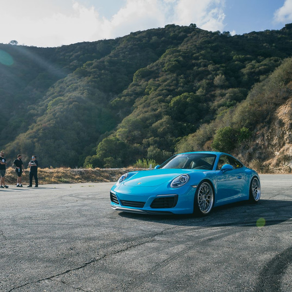 Custom Halo Headlights on Blue Porsche 911 - Photo by Rotiform