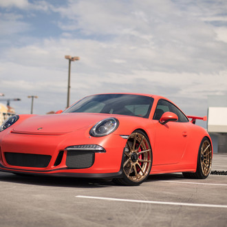 Matte Red Porsche 911 GT3 on Deep Concave Rims - Photo by ADV.1