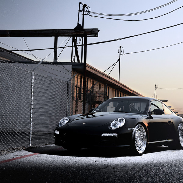 Custom Gloss Black Porsche 911 with Halo Headlights - Photo by Rotiform