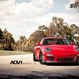 Red Porsche 911 with Custom Black Front Lip - Photo by ADV.1