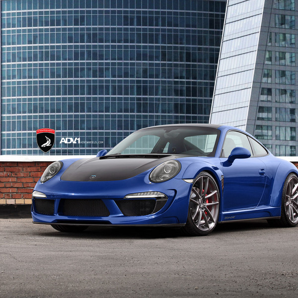 Aftermarket Black Hood on Blue Porsche 911 - Photo by ADV.1