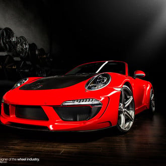 Carbon Fiber Hood on Red Porsche 911 - Photo by ADV.1