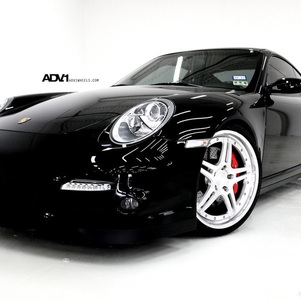 Aftermarket Headlights on Gloss Black Porsche 911 - Photo by ADV.1