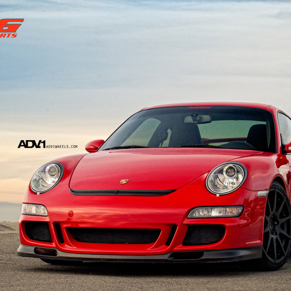 Red Porsche 911 with Custom Front Lip - Photo by ADV.1