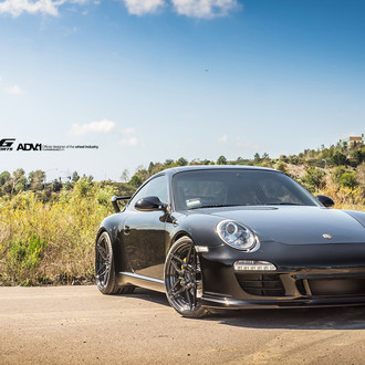 Aftermarket Halo Headlights on Black Porsche 911 - Photo by ADV.1