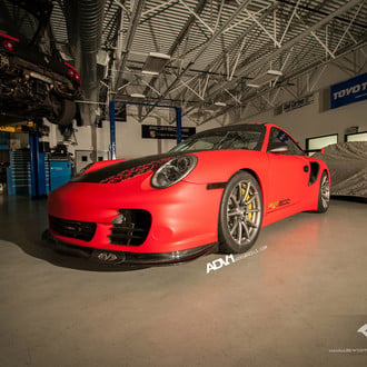 Custom Hood on Matte Red Porsche 911 - Photo by ADV.1