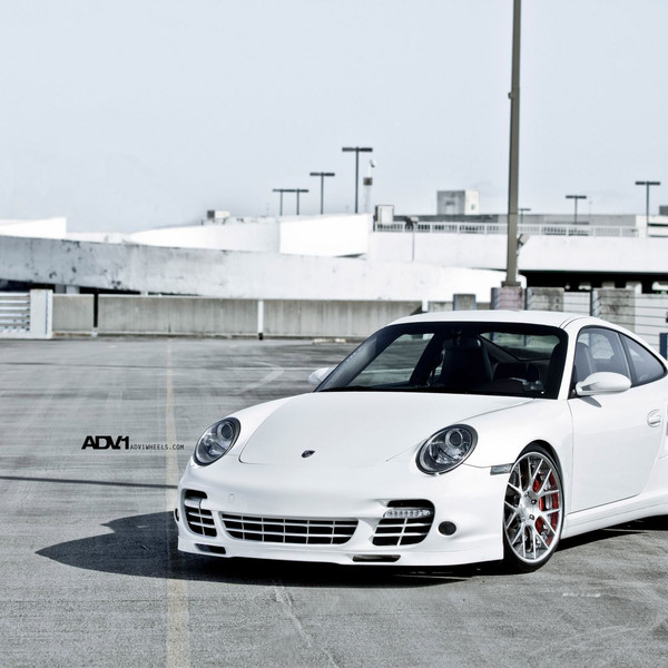 Custom Front Bumper with LED Lights on White Porsche 911 - Photo by ADV.1