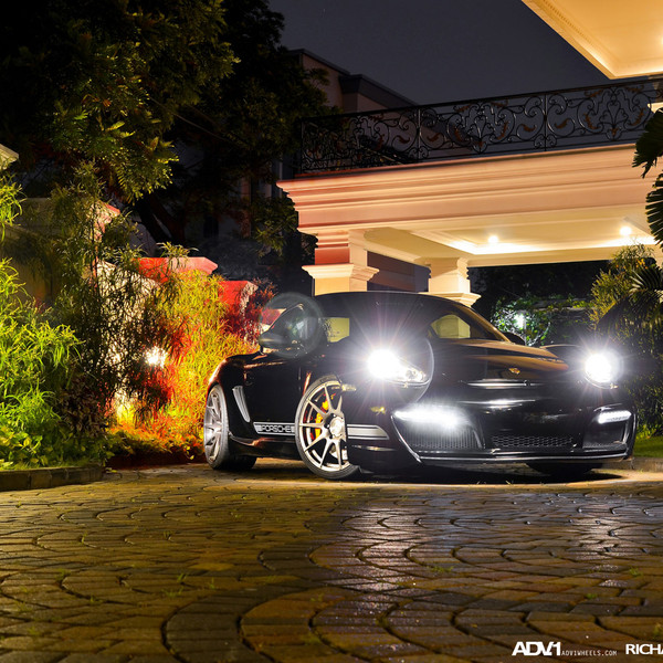 Custom LED Headlights on Black Porsche Boxster - Photo by ADV.1