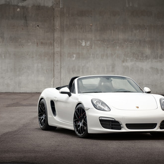 White Convertible Porsche Boxster with Custom Headlights - Photo by Avant Garde Wheels