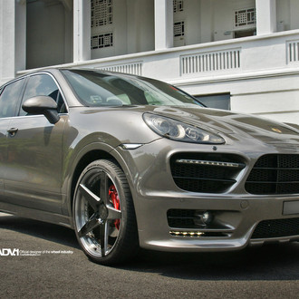 Custom Front Bumper on Gray Porsche Cayenne - Photo by ADV.1