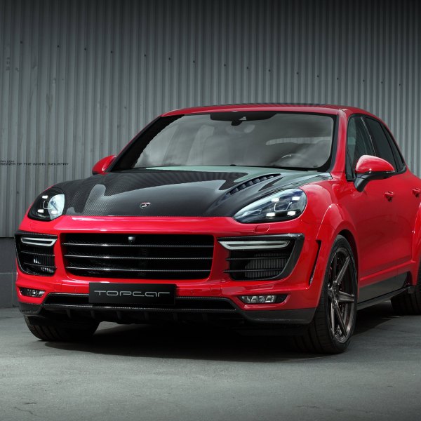 Red Porsche Cayenne with Carbon Fiber Hood - Photo by ADV.1