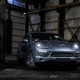 Gray Porsche Cayenne with Aftermarket LED Headlights - Photo by ADV.1