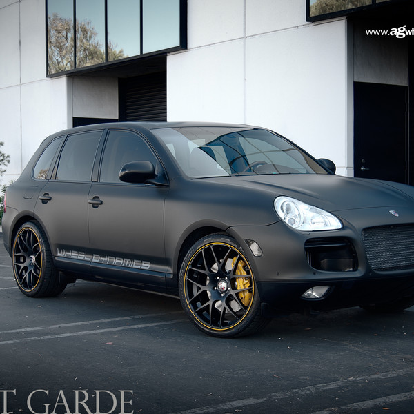 Black Matte Porsche Cayenne with Custom Grille - Photo by Avant Garde Wheels