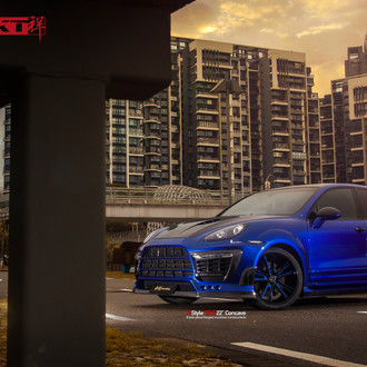 Custom Blue Porsche Cayenne with Carbon Fiber Accents - Photo by Vellano