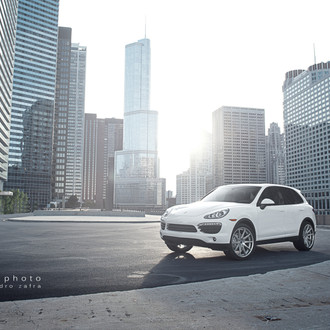 White Porsche Cayenne with Crystal Clear Headlights  - Photo by zandbox