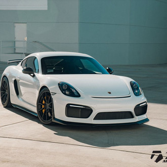 White Porsche Cayman with Dark Smoke Halo Headlights - Photo by Vorstiner