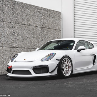 White Porsche Cayman with Custom Front Bumper - Photo by Forgeline Motorsports