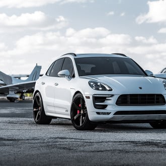 White Porsche Macan Shod in Vossen Wheels Wrapped in Pirelli Scorpion Zero Tires