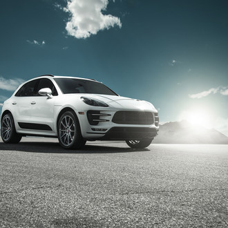 Dark Smoke Headlights on White Porsche Macan - Photo by Vorstiner