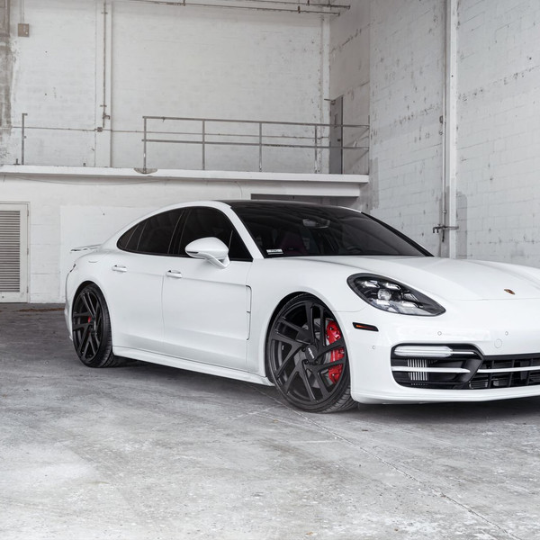 White Porsche Panamera with Dark Smoke Halo Headlights - Photo by Rotiform