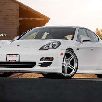 White Porsche Panamera with Crystal Clear Headlights - Photo by ADV.1