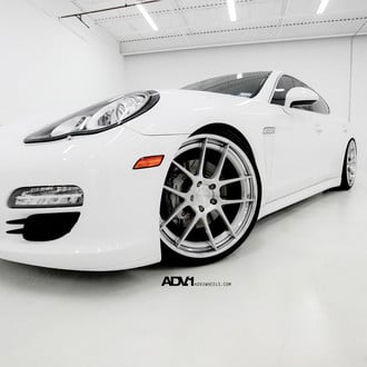 Aftermarket Front Bumper on White Porsche Panamera - Photo by ADV.1