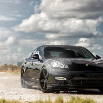 Black Porsche Panamera with Aftermarket Front Bumper - Photo by Vellano