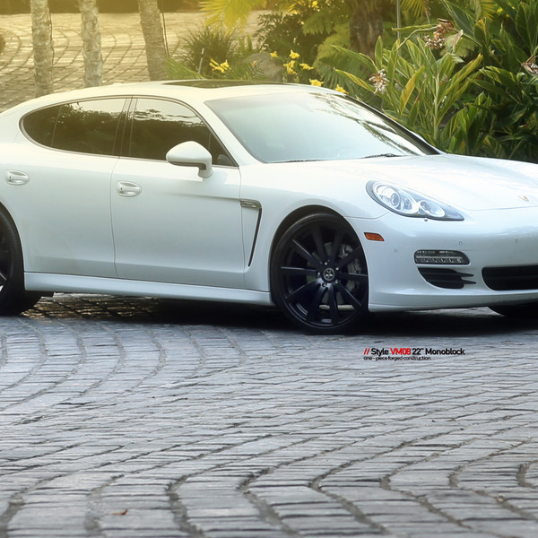 Custom Halo Headlights on White Porsche Panamera - Photo by Vellano