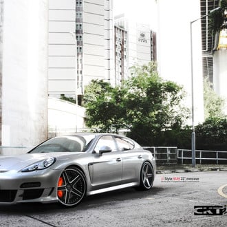 Gray Porsche Panamera with Custom Front Lip - Photo by Vellano