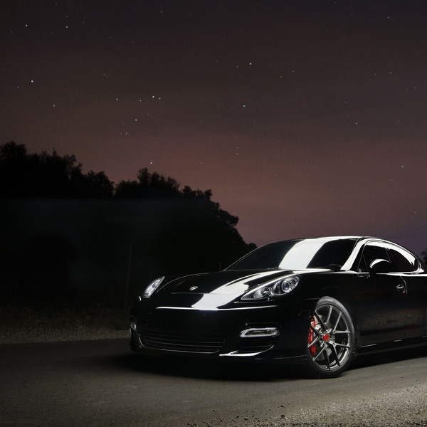 Black Porsche Panamera with Custom Front Bumper - Photo by Vorstiner